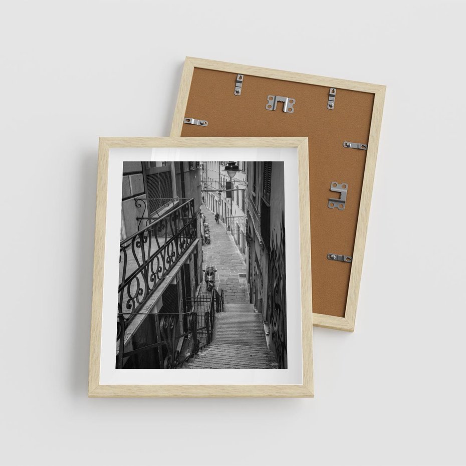 Plakat w ramie 40x50 - Magiczne spacery - uliczka, perspektywa - rama drewno