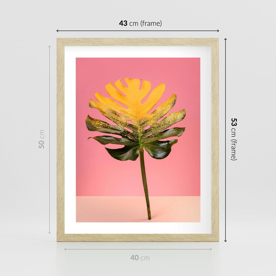 Plakat w ramie 40x50 - Majestatyczna monstera - monstera, liść - rama drewno