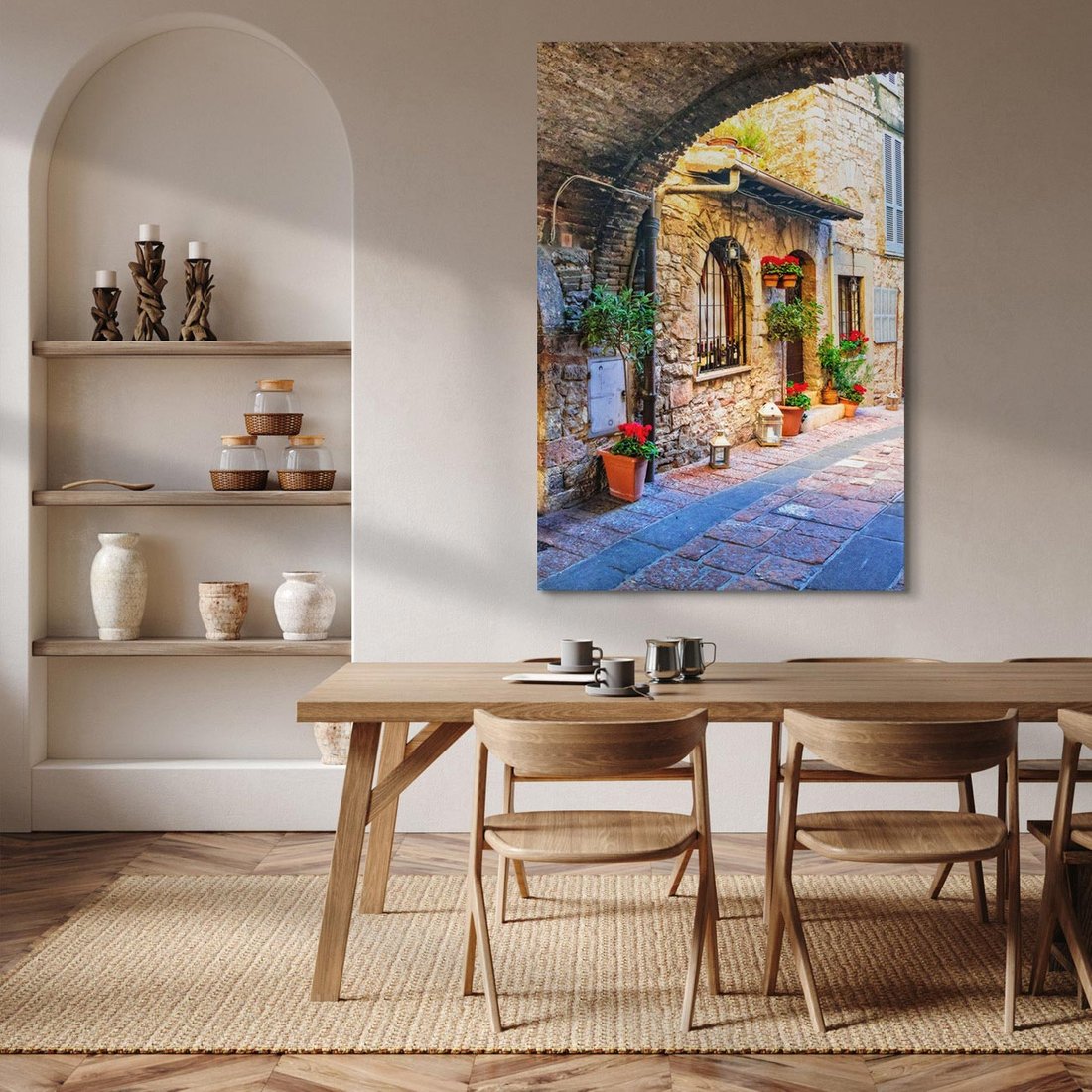 Obraz na płótnie 50x70 - Kwiecista uliczka - uliczka, miasto