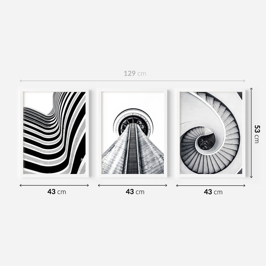 Zestaw obrazy w ramie 40x50 galeria - Sztuka, współczesna, architektura - rama biała