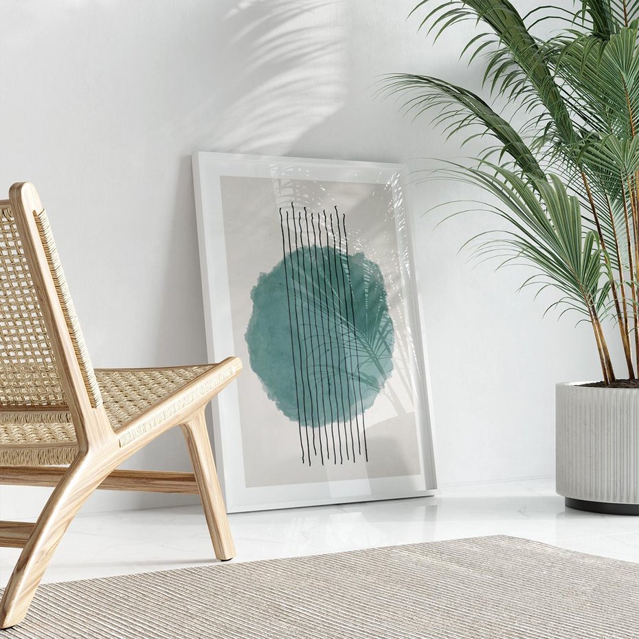 Plakat bez ramy 21x30 - Podróżne Inspiracje - abstrakcyjna akwarelowa plama, nieregularne kreski