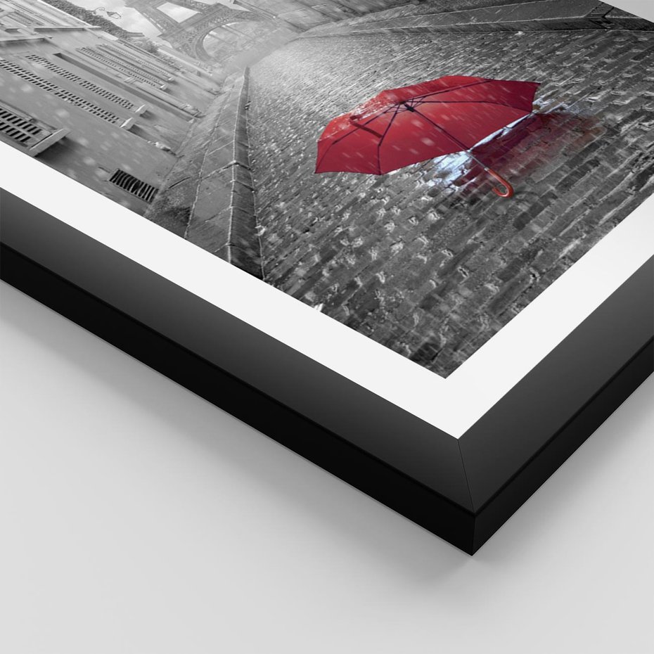 Plakat w ramie 40x50 - Kolorowy parasol w Paryżu - Paryż, parasol - rama czarna