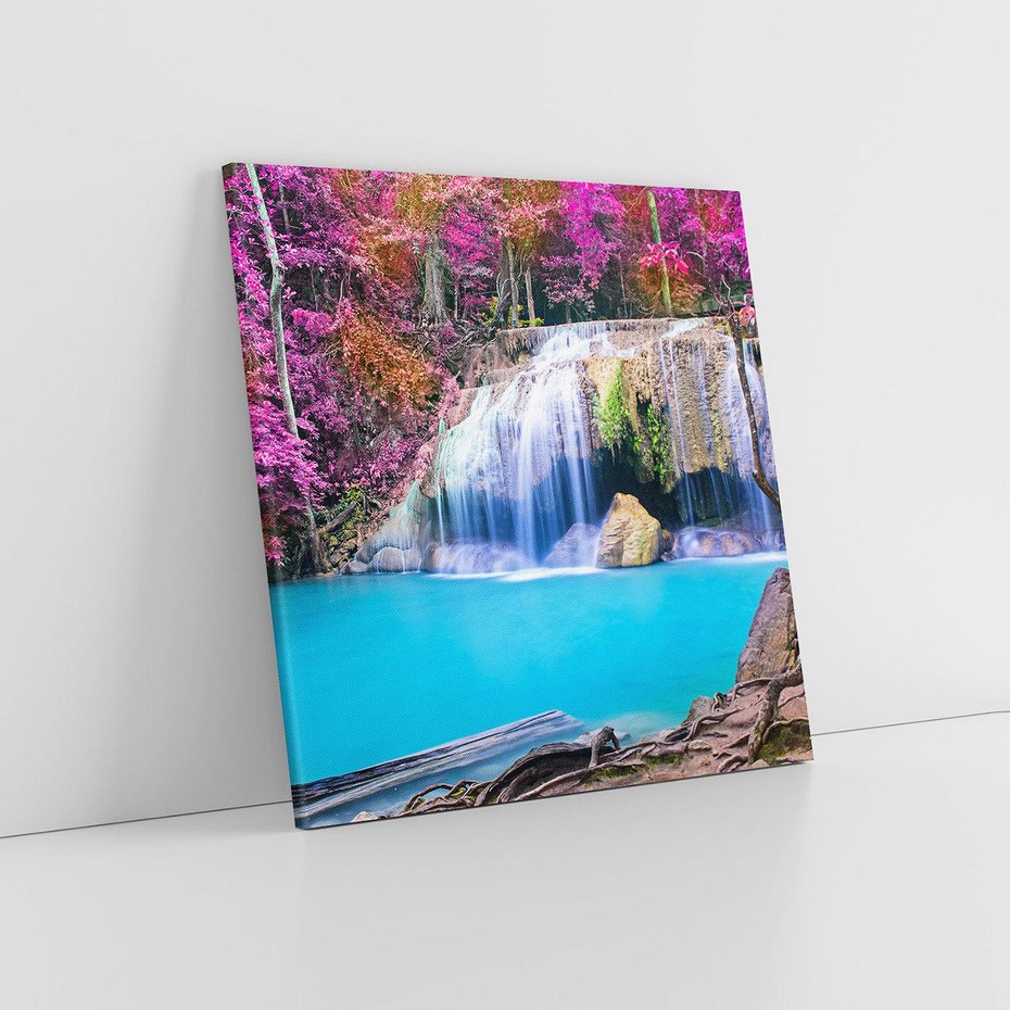 Obraz na płótnie 30x30 - Uroki wodospadu w lesie - Tajlandia, wodospad