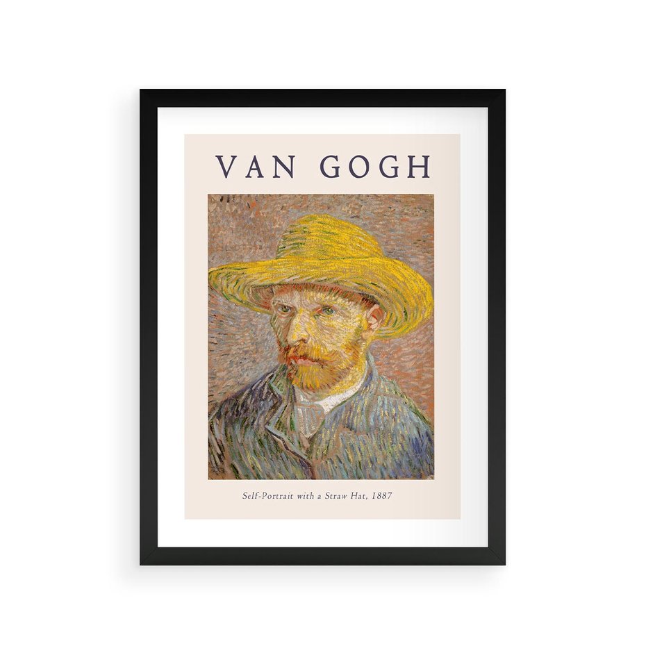 Plakat w ramie 30x40 - Autoportret van Gogha - van gogh, autoportret - rama czarna
