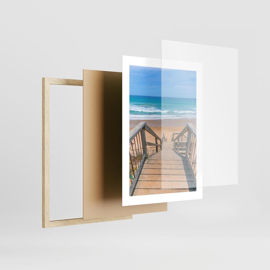 Plakat w ramie 30x40 - Pomost ku Morzu - pomost na plaży, morze - rama drewno