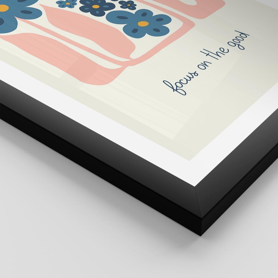 Plakat w ramie 40x50 - Linie kwiatowych marzeń - minimalistyczna kwiatowa kompozycja, pastelowe kolory - rama czarna