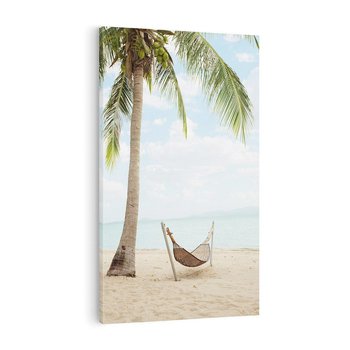 Obraz na płótnie 80x120 - Relaks na plaży - palma, hamak