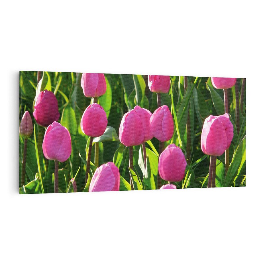 Obraz na płótnie 140x70 - Tulipanowa harmonia - tulipany, kwiaty