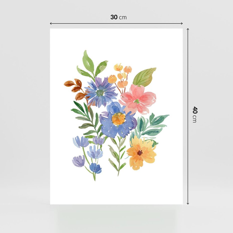 Plakat bez ramy 30x40 - Kwiatowe Opowieści - akwarelowe polne kwiaty, minimalistyczna sztuka