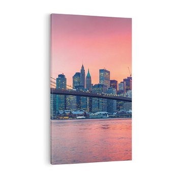 Obraz na płótnie 50x70 - Zachód słońca na moście w Nowym Jorku - zachód, słońca