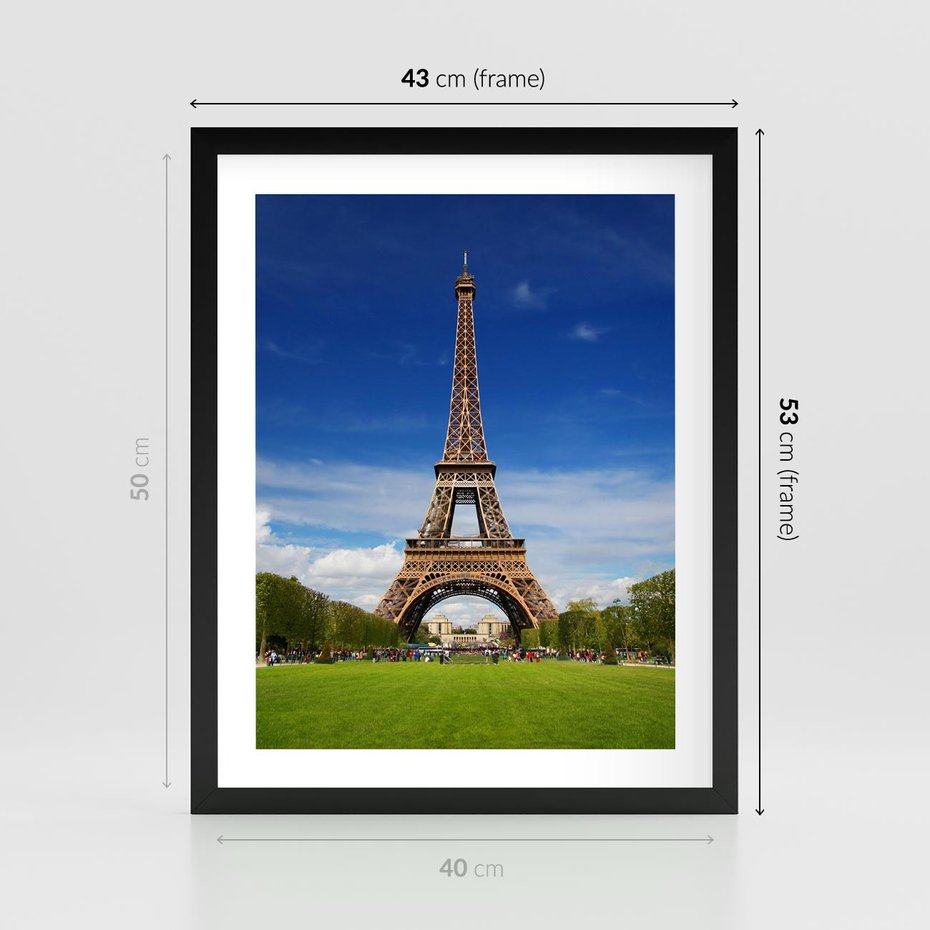 Plakat w ramie 40x50 - Eiffla: symbole Paryża - Eiffla, Paryż - rama czarna