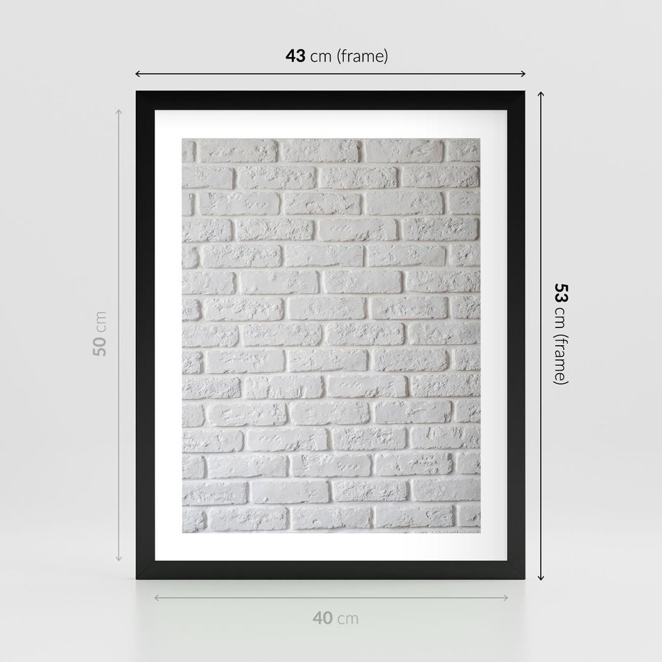 Plakat w ramie 40x50 - Wymiarowa Struktura - ściana, cegła - rama czarna