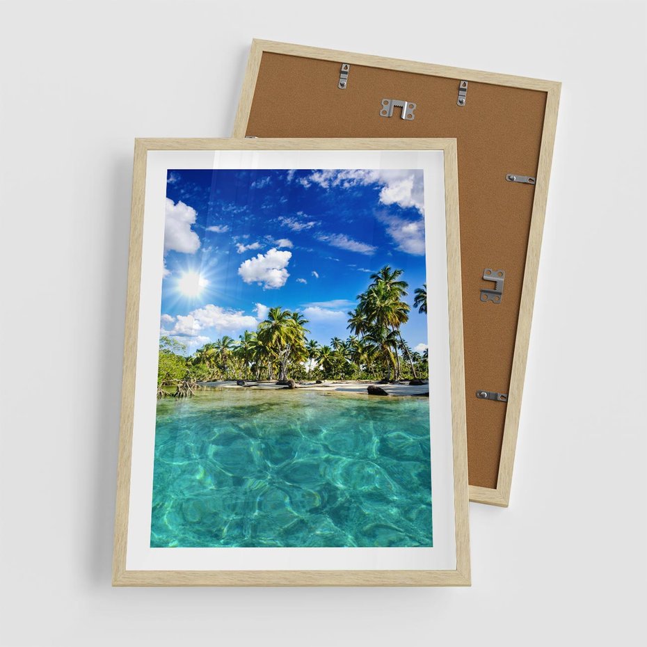Plakat w ramie 50x70 - Rajskie wakacje na plaży - plaża, wakacje - rama drewno