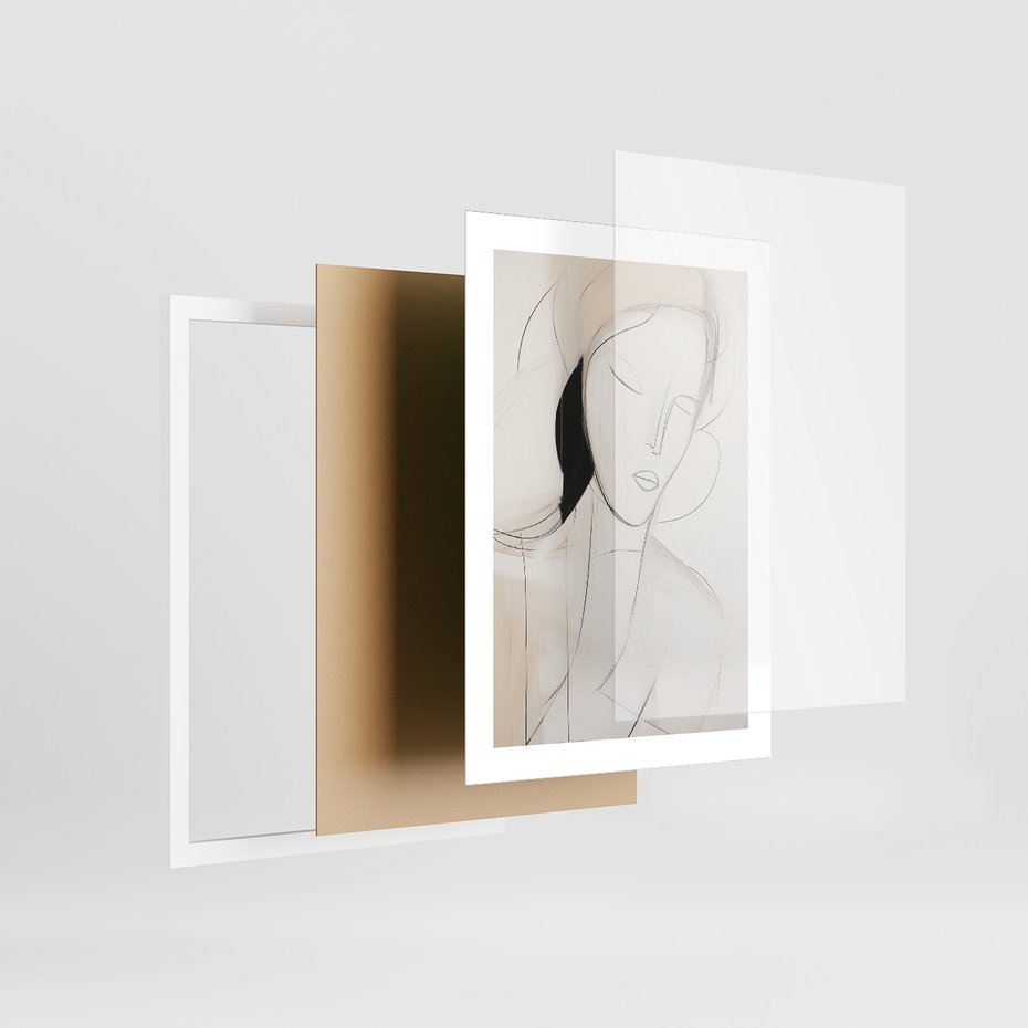 Zestaw obrazy w ramie 50x70 galeria - abstrakcja, akwarela, nowoczesny - rama biała