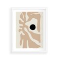 Plakat w ramie 40x50 - Eksploracja Abstrakcji - beżowa absrakcyjna kompozycja, czarny akcent - rama biała