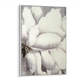 Obraz w ramie 80x120 - Tekstura Kwiatu - białe kwiaty, duży kwiat - rama biała