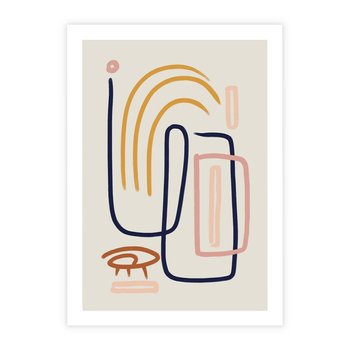 Plakat bez ramy 21x30 - Abstrakcyjne Mrugnięcie - abstrakcja w stylu picasso, beżowe tło