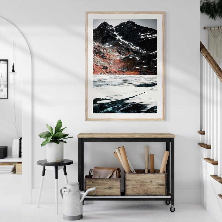 Plakat w ramie 30x40 - Śnieżna Opowieść - górski krajobraz, zima w górach - rama drewno