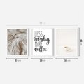 Zestaw obrazy w ramie 30x40 galeria - Kawa, łóżko, pościel, minimalizm - rama biała
