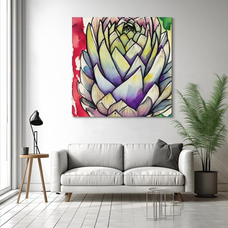 Obraz na płótnie 50x50 - Zamknięte w Roślinie - abstrakcja, akwarela