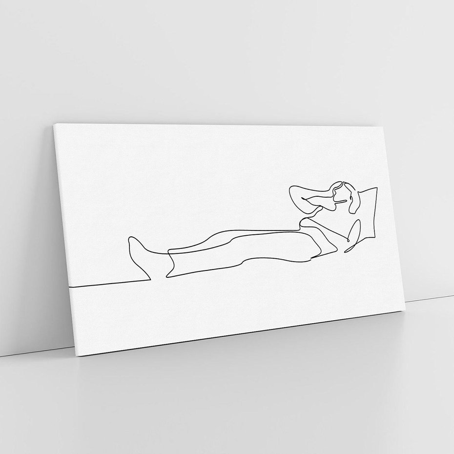 Obraz na płótnie 120x60 - Postać na Łóżku - one line art, szkic