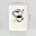 Plakat w ramie 50x70 - Kawa w Minimalistycznym Szkicu - grafika, szkic - rama biała