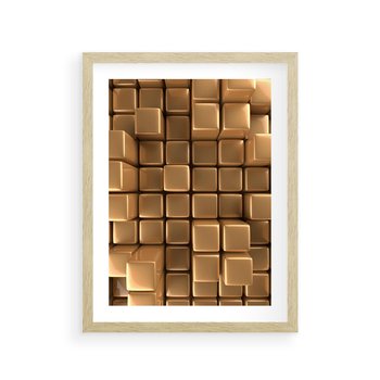 Plakat w ramie 50x70 - Błyszcząca Elegancja - złoto, 3d - rama drewno