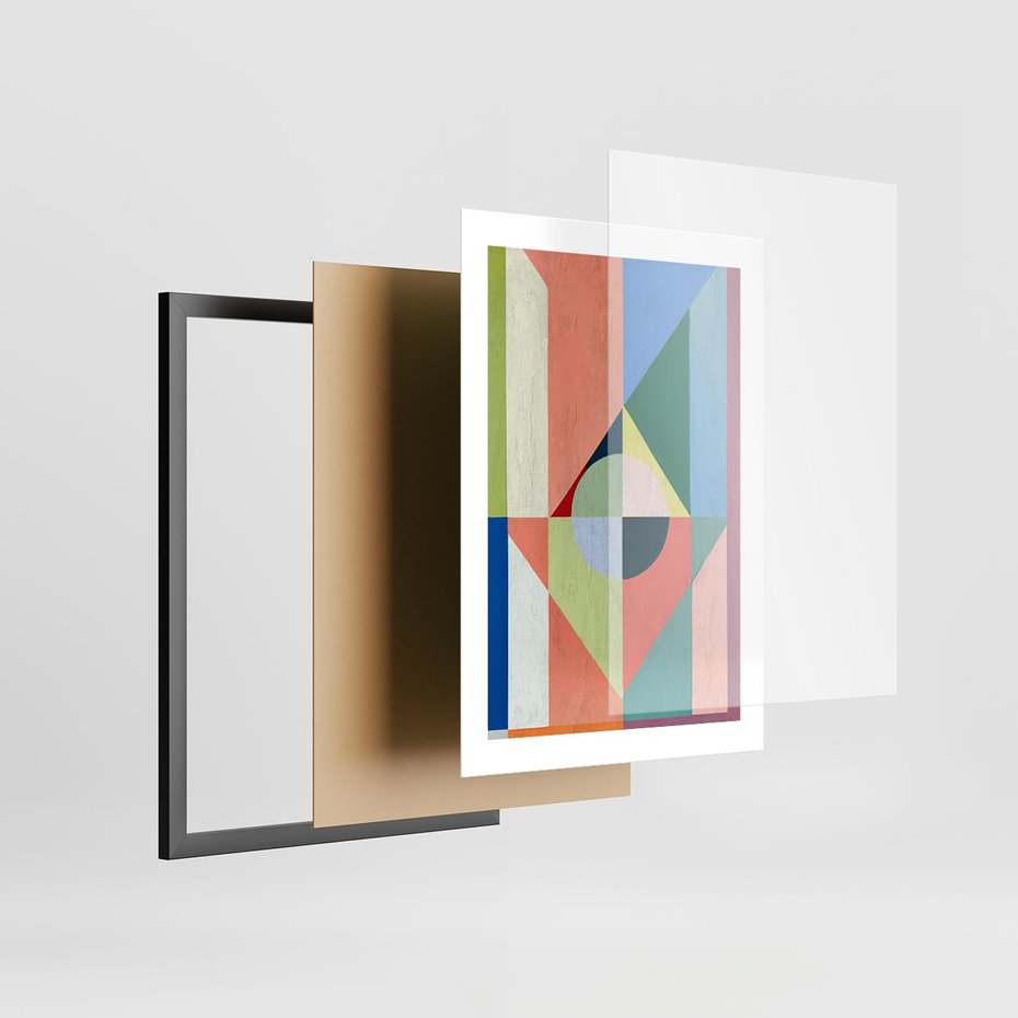 Plakat w ramie 30x40 - Księga Kolorowych Wizji - różne geometryczne formy, koła - rama czarna