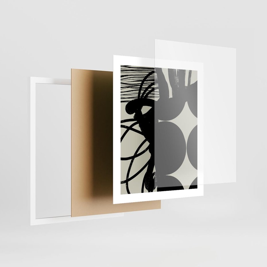 Plakat w ramie 40x50 - Modernistyczne Refleksje - abstrakcja, mroczny klimat - rama biała