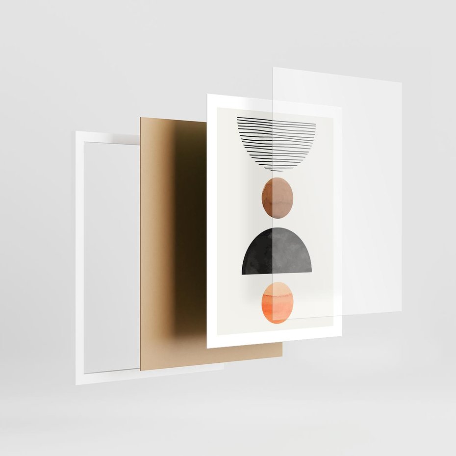 Plakat w ramie 50x70 - Geometryczna Przygoda - nowoczesna grafika, geometria - rama biała