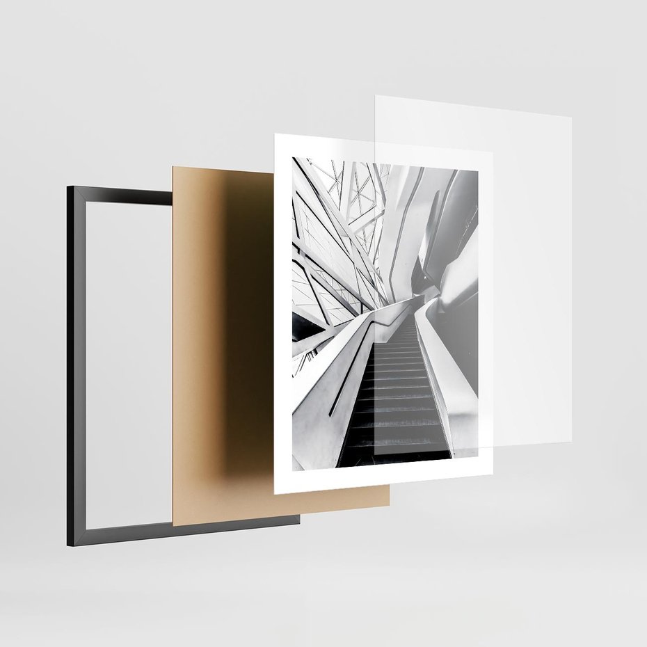 Plakat w ramie 40x50 - Współczesne Kształty - architektura, nowoczesne formy - rama czarna