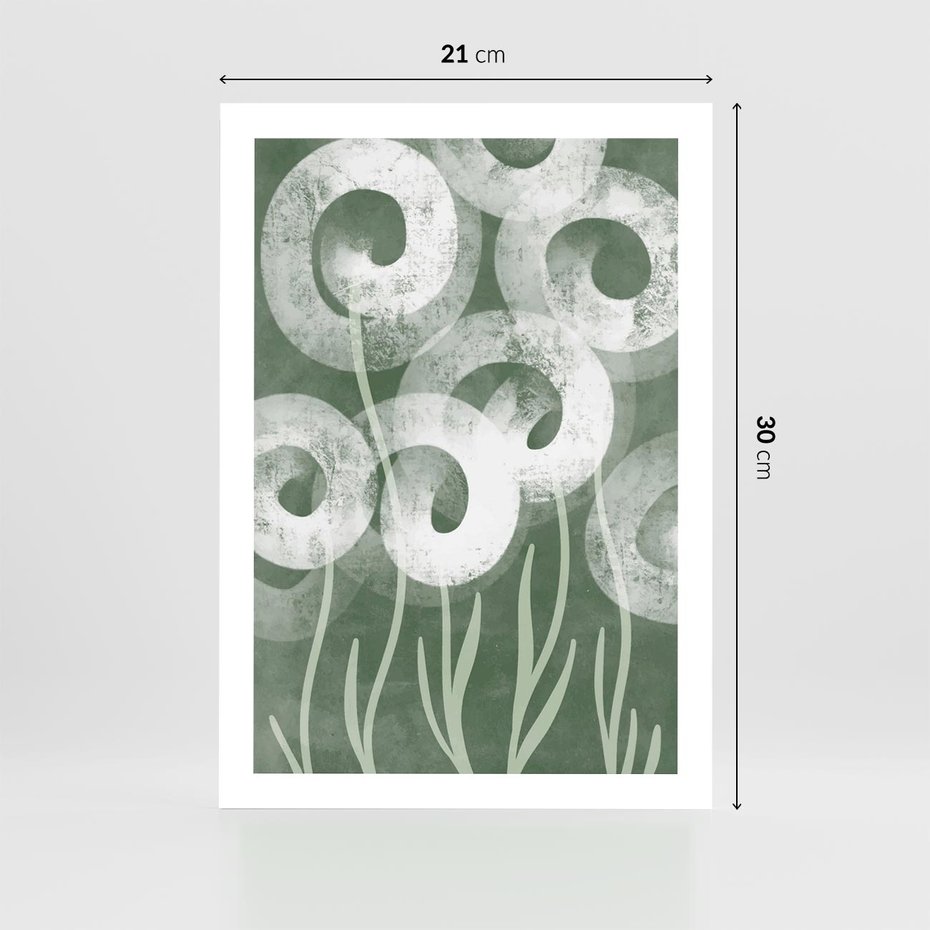 Plakat bez ramy 21x30 - Spokojne Plamy Natury - zielony plakat, roślinne motywy