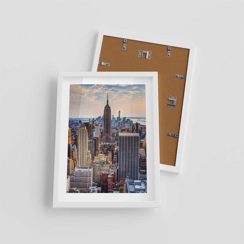 Plakat w ramie 30x40 - Manhattan - Wieżowce Nowego Jorku - Manhattan, Nowy Jork - rama biała