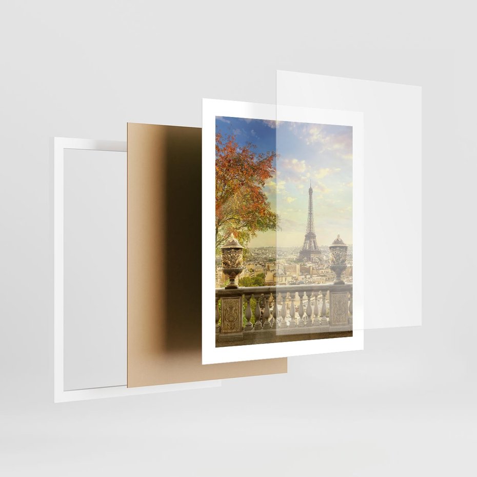 Plakat w ramie 40x50 - Paryż za Wieżą Eiffla - Paryż, Eiffla - rama biała