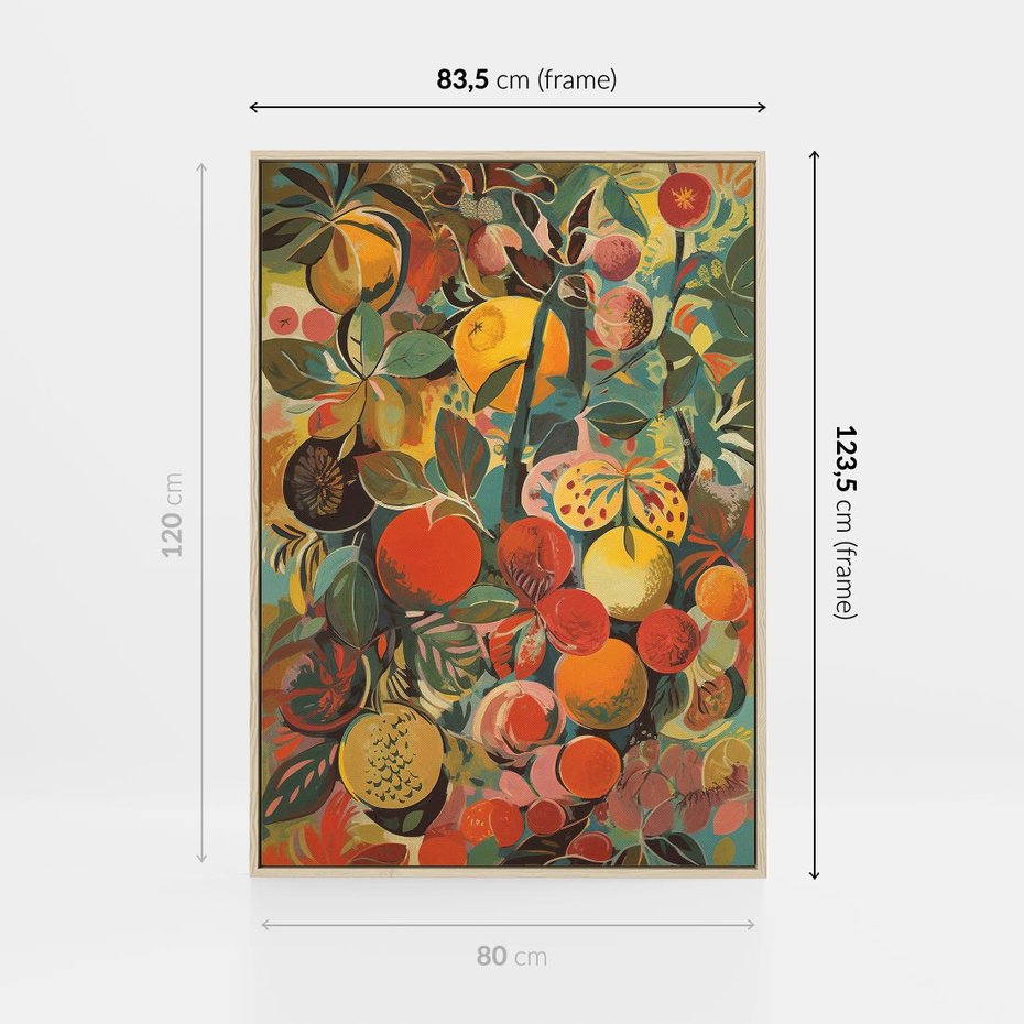 Obraz w ramie 80x120 - Księga Surrealnych Wyobrażeń - abstrakcyjny obraz owoców, jak picasso - rama drewno