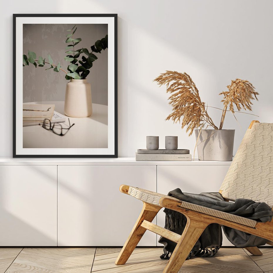 Plakat bez ramy 30x40 - Eukaliptusowe liście w okularach - liście, eukaliptus