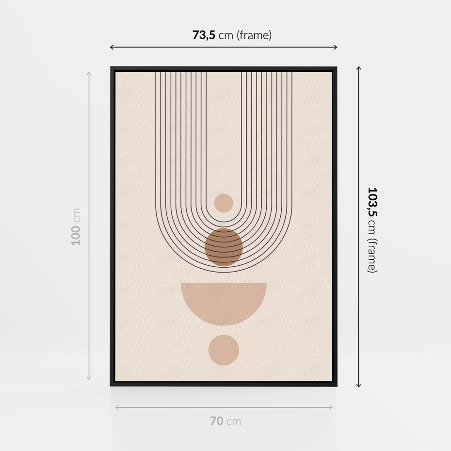 Obraz w ramie 70x100 - Strukturalne Kształty Postępu - boho plakat, minimalizm - rama czarna