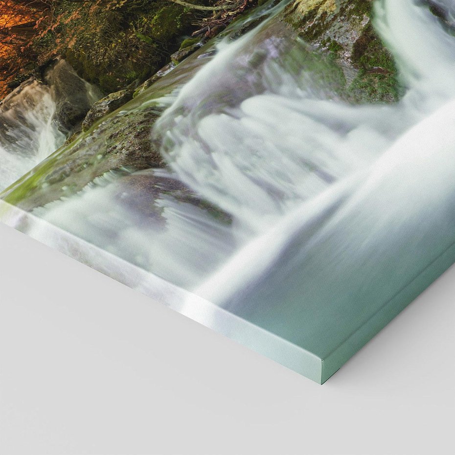 Obraz na płótnie 80x120 - Jesienny wodospad w lesie - jesień, wodospad