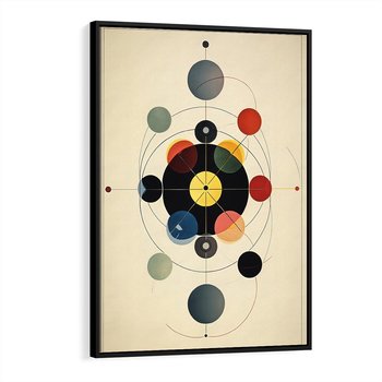Obraz w ramie 50x70 - Bezgraniczny Taniec Światła - abstrakcyjna geometryczna kompozycja, koła linie - rama czarna