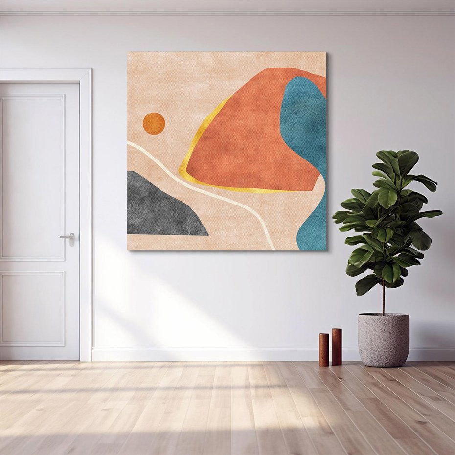 Obraz na płótnie 80x80 - Miedziana Ekspresja - abstrakcyjne kształty, plamy