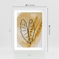 Plakat w ramie 30x40 - Monstera w Złocie - złote liście monstery, grafika - rama biała