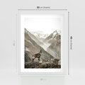 Plakat w ramie 30x40 - Dzikie Piękno: Kozica w Malowniczym Górskim Scenerii - kozica, góry - rama biała