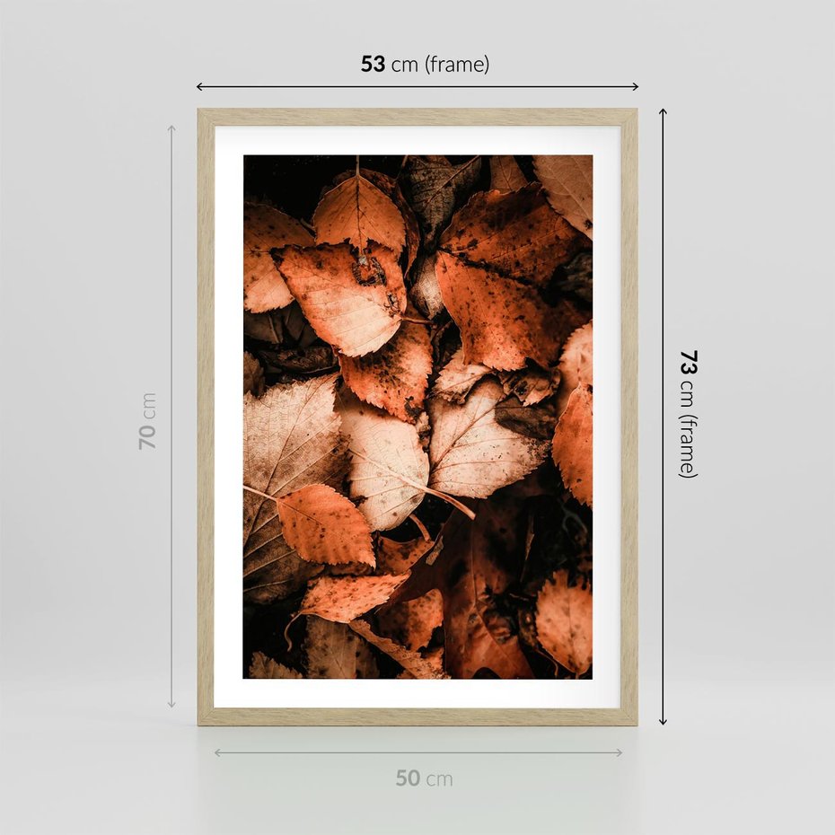 Plakat w ramie 50x70 - Jesienna Paleta - liście, jesień - rama drewno