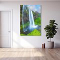 Obraz na płótnie 50x70 - majestat górskiego krajobrazu - wodospad, góry