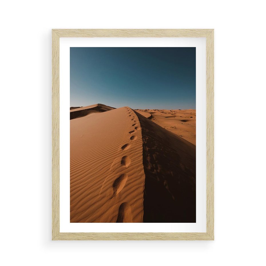 Plakat w ramie 50x70 - Piasek pustyni w ogniu - pustynia, piasek - rama drewno
