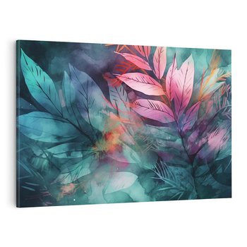 Obraz na płótnie 120x80 - Subtelne Zielone - pastelowe zielone liście, róż