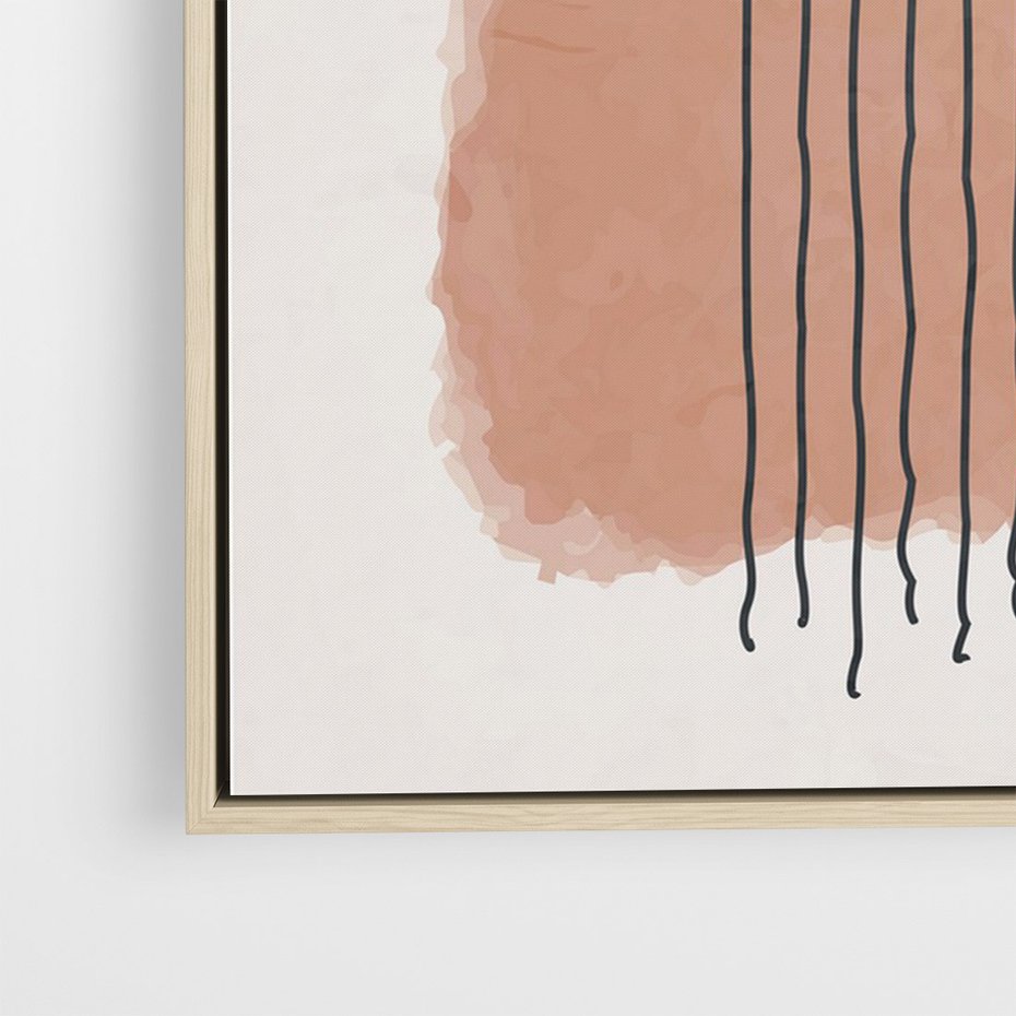 Obraz w ramie 80x120 - Rozmyte Widzenia - abstrakcyjna akwarelowa plama, nieregularne kreski - rama drewno