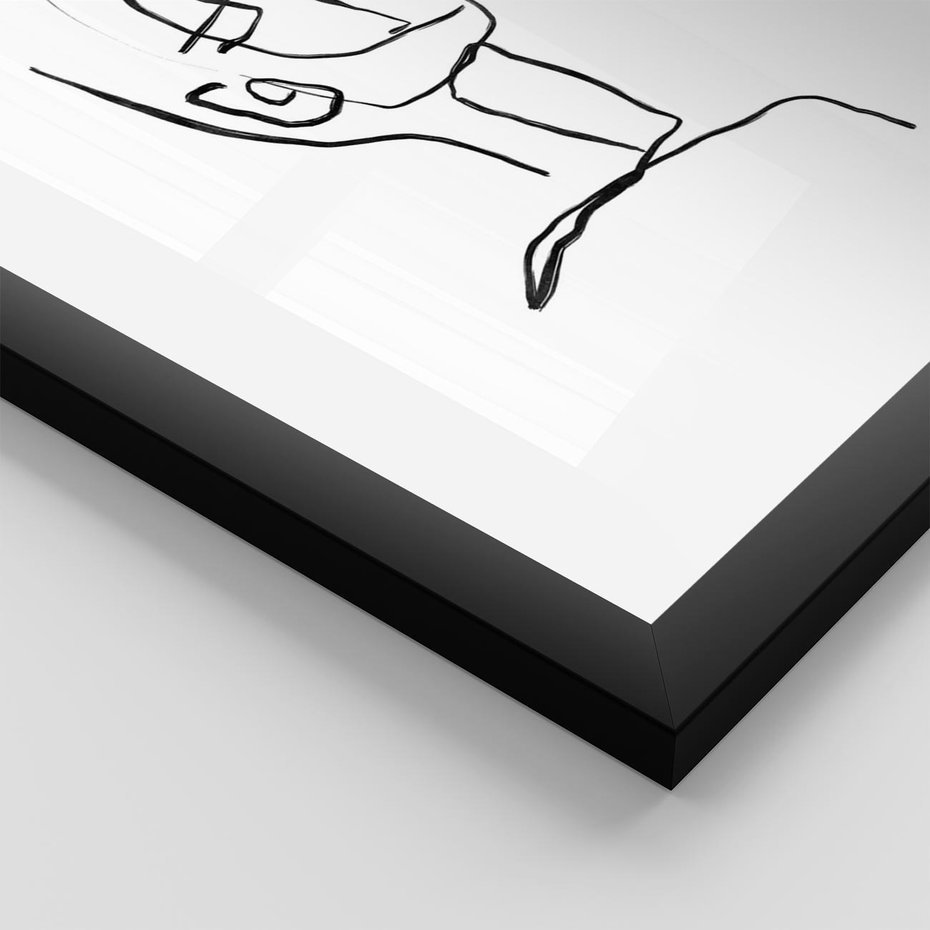 Plakat w ramie 40x50 - Migotliwe Widzenia - szkic twarzy, minimalistyczny niewyraźny - rama czarna