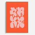 Obraz w ramie 70x100 - Taniec Abstrakcji - kwiaty, energetyczne pomarańczowe tłó - rama drewno