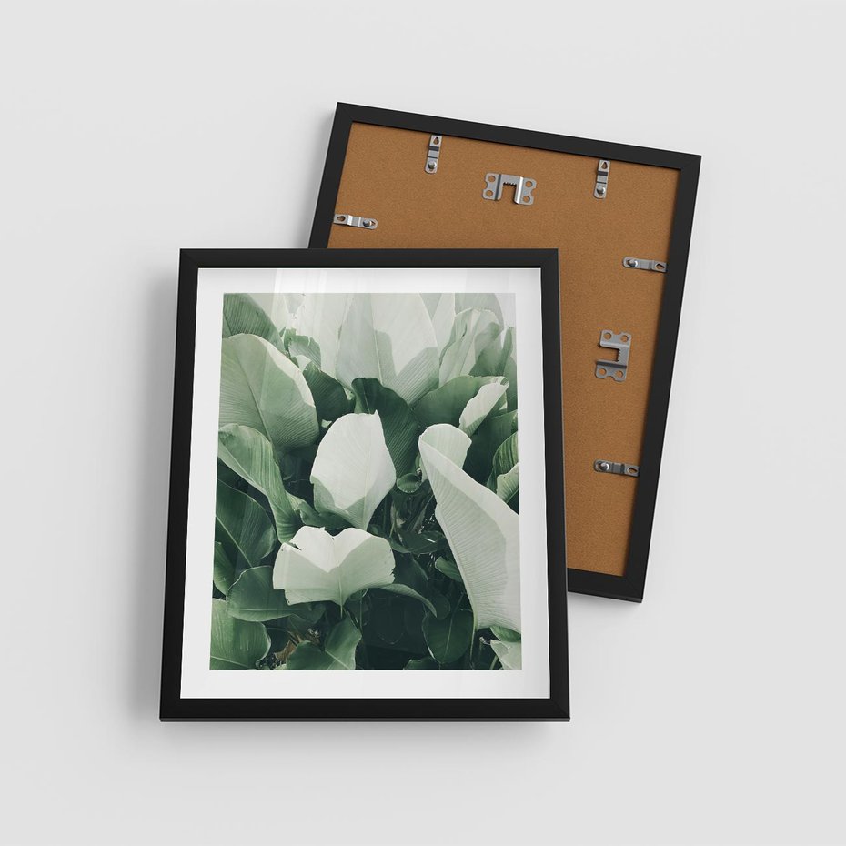 Plakat w ramie 40x50 - Zgaszona Uroda Natury - zielone liście, zgaszona zieleń - rama czarna